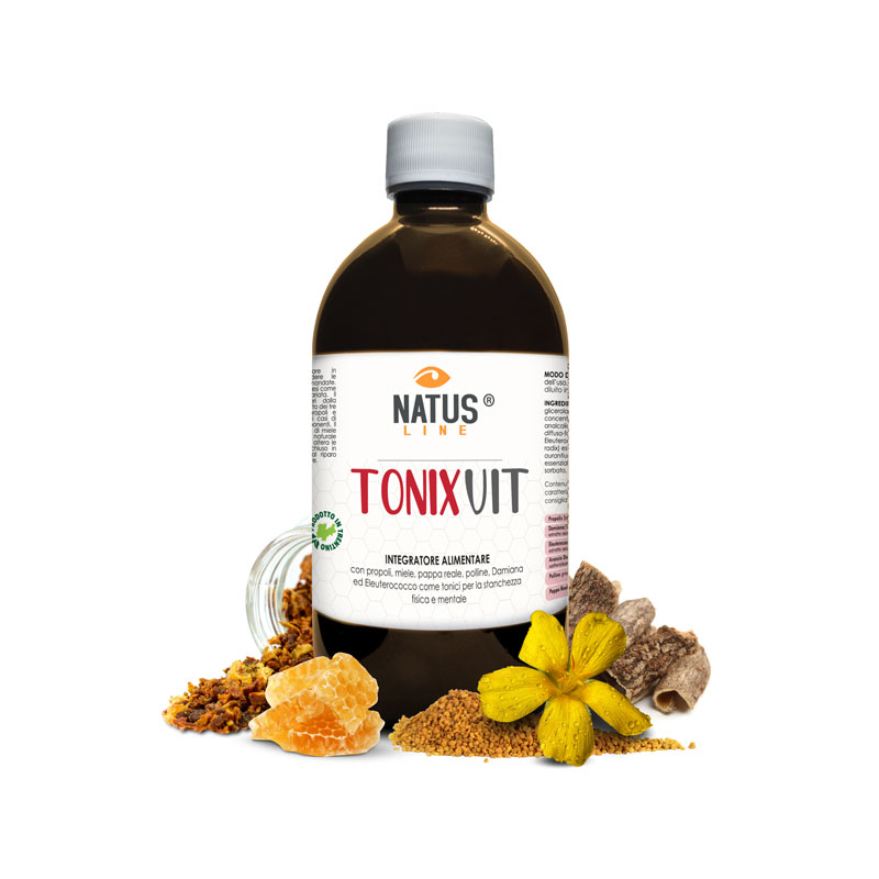 TONIXVIT energia naturale- Integratore con Miele, Propoli, Pappa Reale, Polline e Damiana - 500 ml