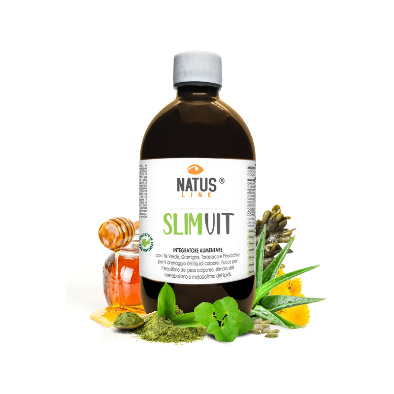 SLIMVIT -  Drenaggio e Benessere - Integratore Alimentare con Tè Verde, Gramigna, tarassaco e Centella - 500 ml